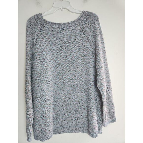 Talbots Women  Blue,Grey, Purple Open Knit/Pointelle Cotton Sweater size 2XP - Picture 8 of 9